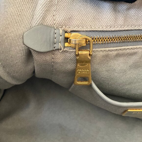 Authentic Prada Medium Canapa Logo Denim Tote bag - Picture 12 of 15